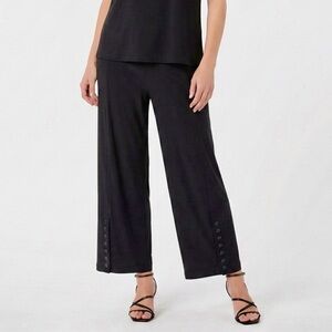 SYMPLI Easy Care Stretch Straight Leg Pull On Cropped Pants Button Detail Sz 12